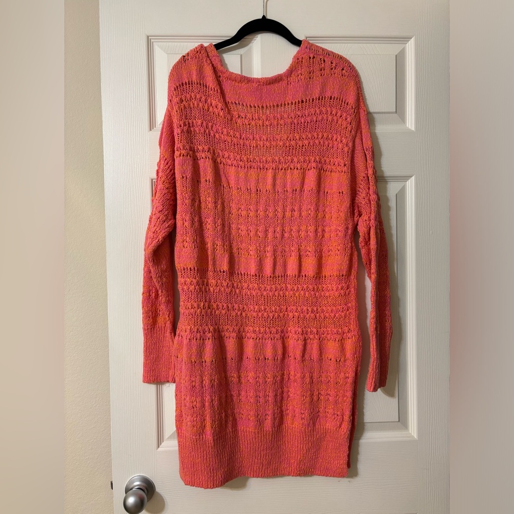 Free People Hot Tropics V-Neck Sweater Pink Large NWT - Picture 6 of 16